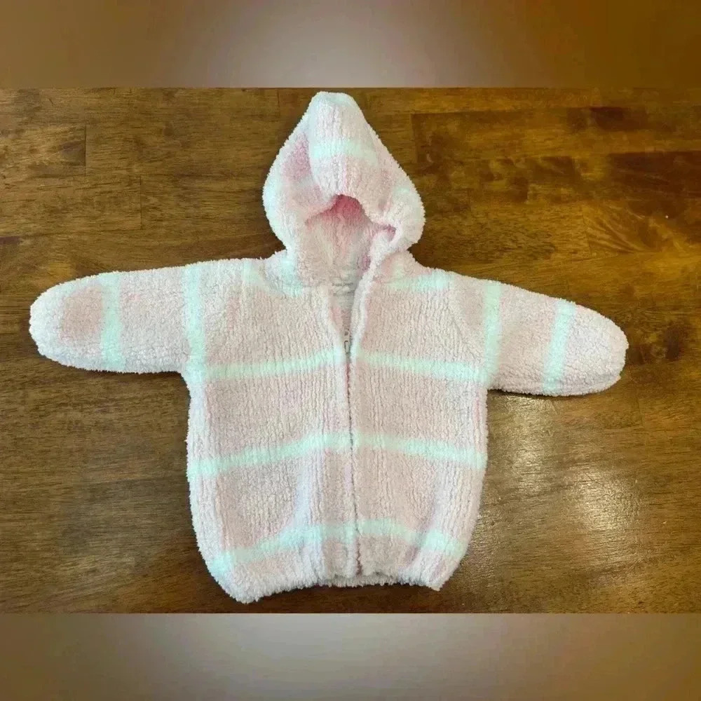 Angel Dear Pink and White Plush Hooded Baby Jacket